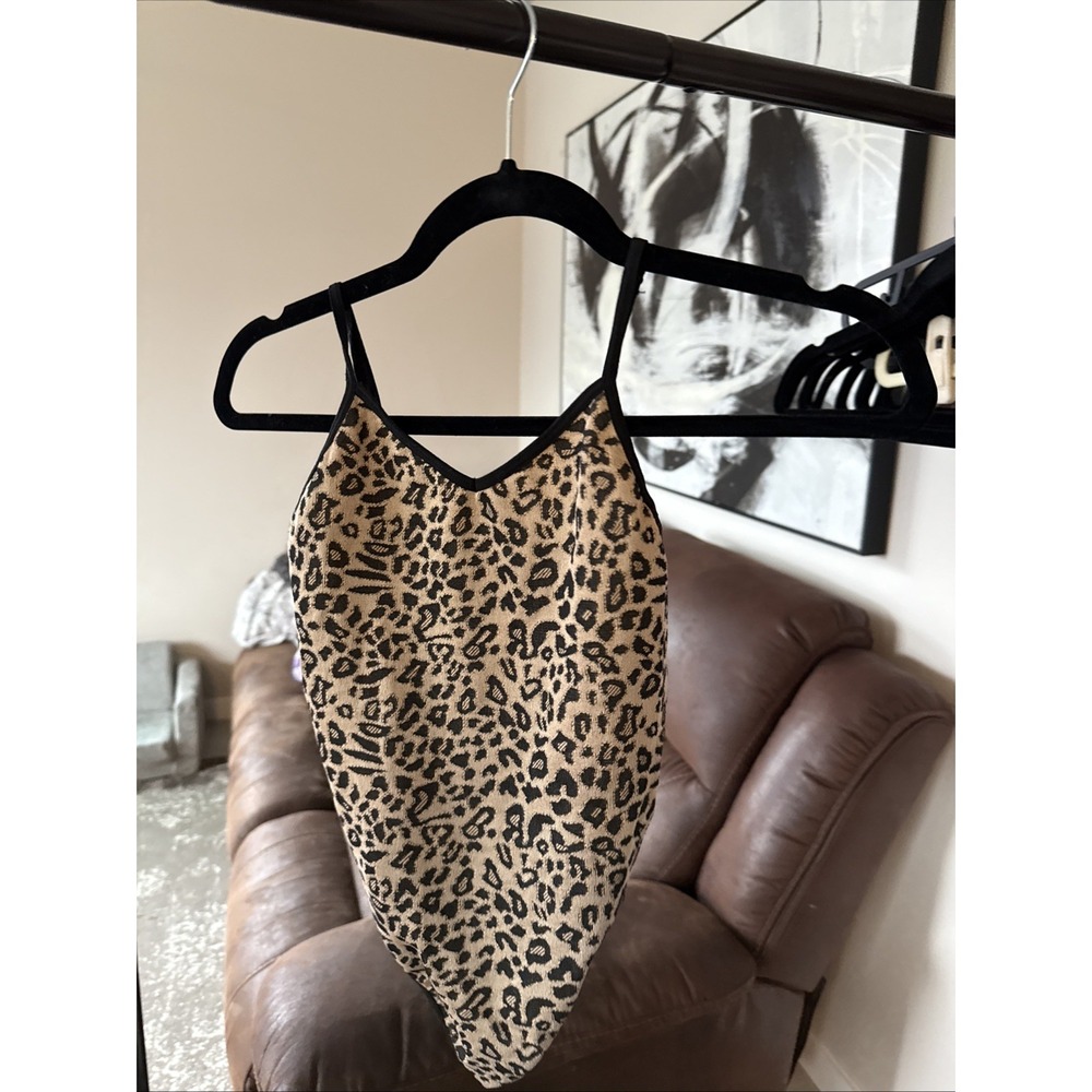 Forever 21 Leopard Print Thong Bodysuit Medium Large Women's